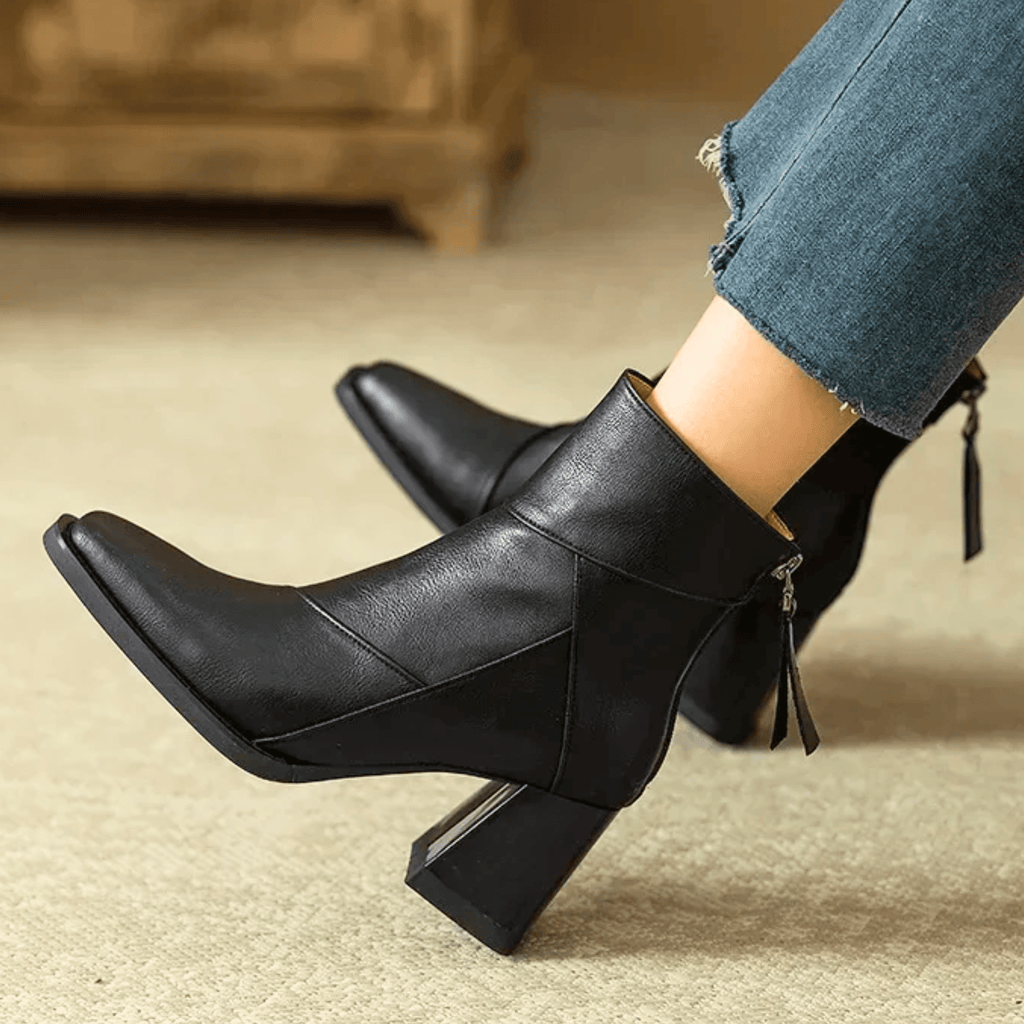 Nancy | Back-Zip Block-Heel Ankle Boots – Fall Fashion and Footwear Apparel