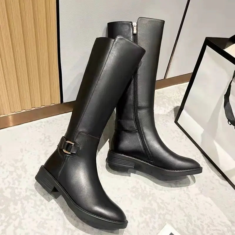 Megan | Buckle-Detail Knee-High Boots – Premium Fall and Winter Equestrian Footwear
