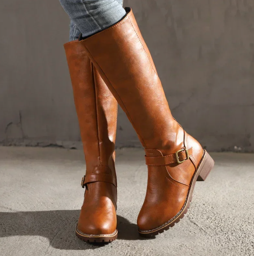 Paige | Buckle-Strap Knee-High Riding Boots – Premium Fall and Winter Equestrian Footwear