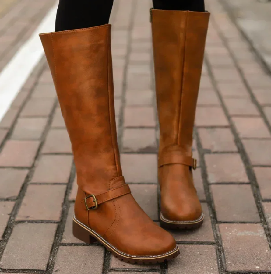 Paige | Buckle-Strap Knee-High Riding Boots – Premium Fall and Winter Equestrian Footwear