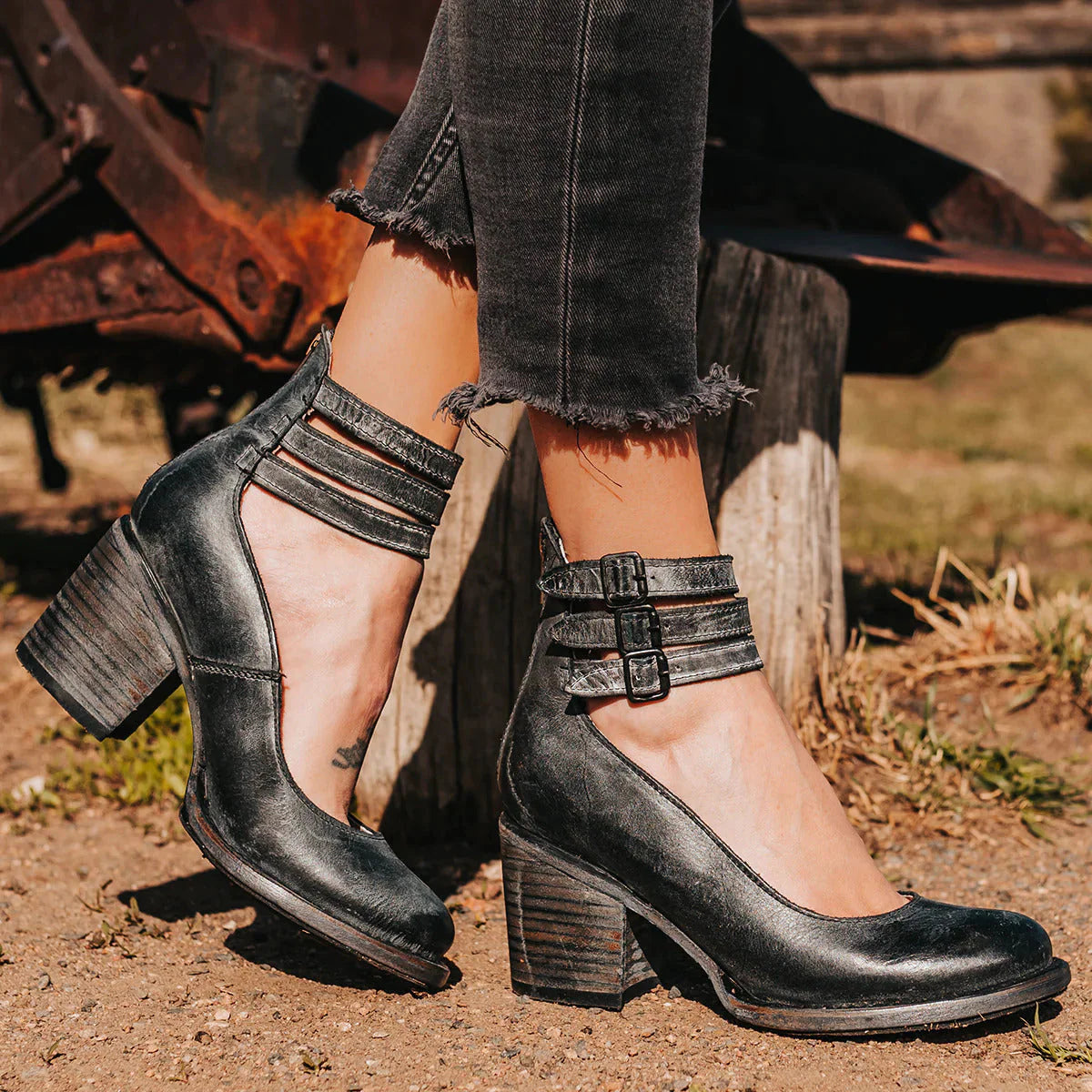 Women's Strappy Block Heel Ankle Booties – Chic Round Toe Fashion Boots