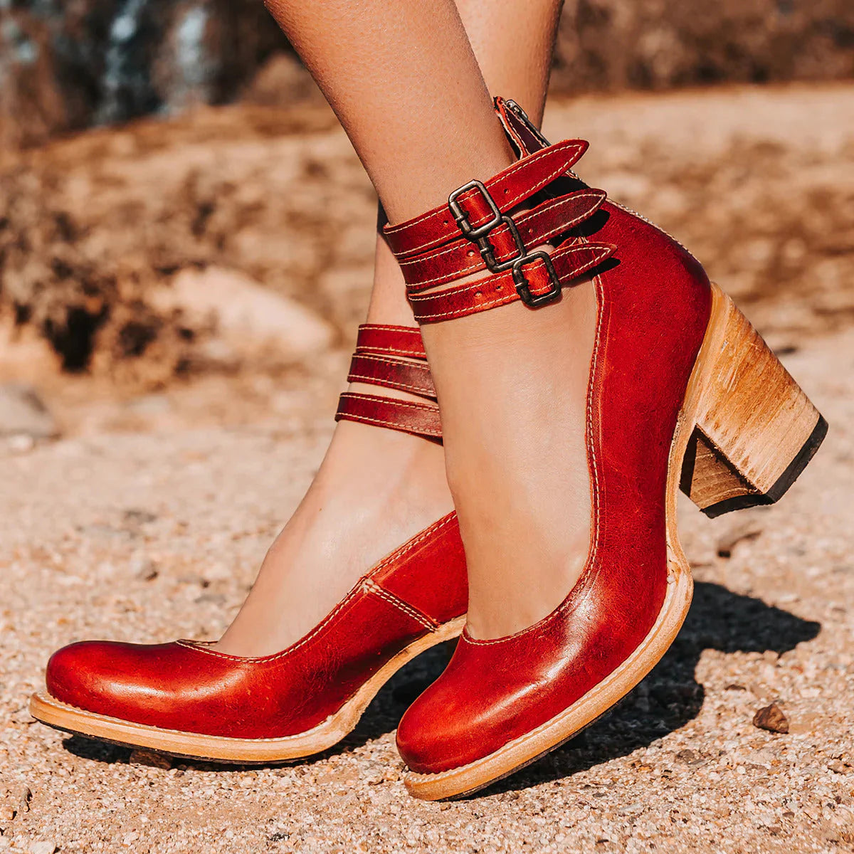 Women's Strappy Block Heel Ankle Booties – Chic Round Toe Fashion Boots