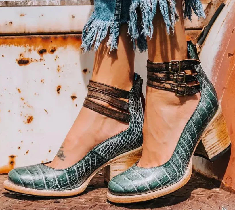 Women's Strappy Block Heel Ankle Booties – Chic Round Toe Fashion Boots