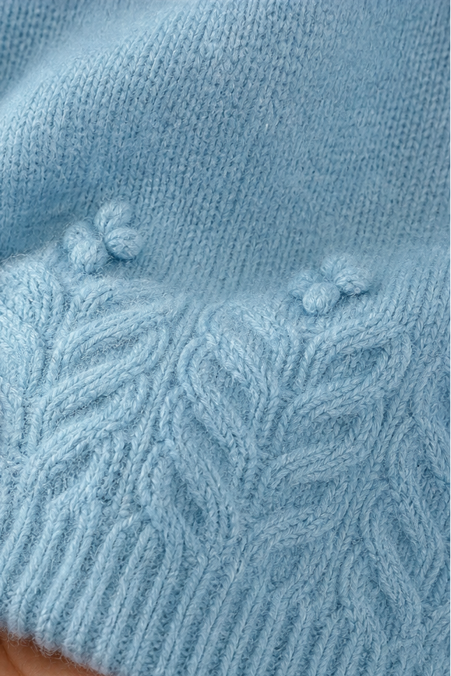 Clarette | Crewneck Long Sleeve Embroidered Cable Knit Sweater – Cozy Pullover Outfit