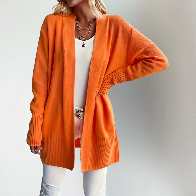 Eleanora | Open Front Long Sleeve Knit Cardigan – Vibrant Layering Outfit for Casual & Autumn Wear