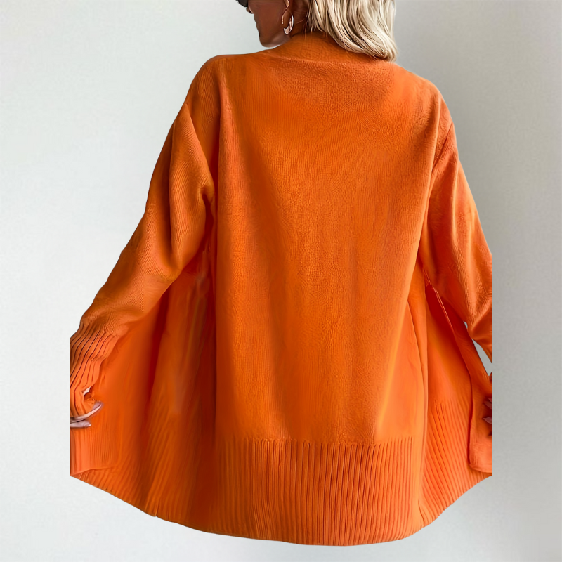 Eleanora | Open Front Long Sleeve Knit Cardigan – Vibrant Layering Outfit for Casual & Autumn Wear