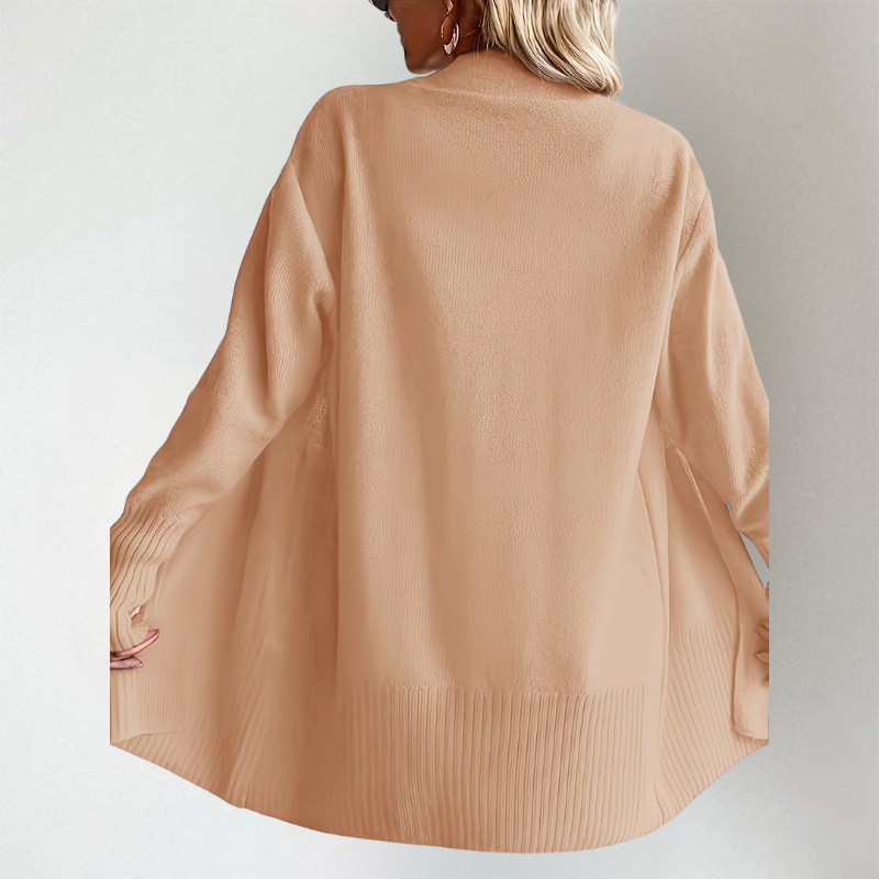 Eleanora | Open Front Long Sleeve Knit Cardigan – Vibrant Layering Outfit for Casual & Autumn Wear