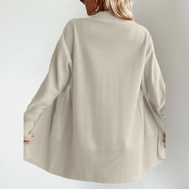 Eleanora | Open Front Long Sleeve Knit Cardigan – Vibrant Layering Outfit for Casual & Autumn Wear