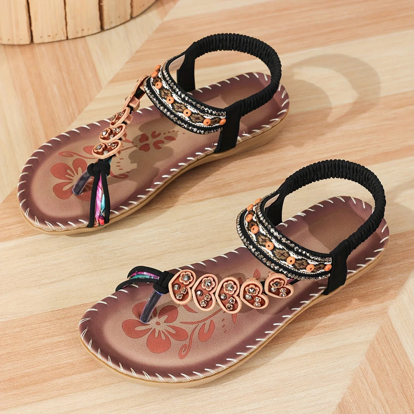 Women's Toe Ring Flat Sandals – Elegant Slip-On Summer Beach Shoes