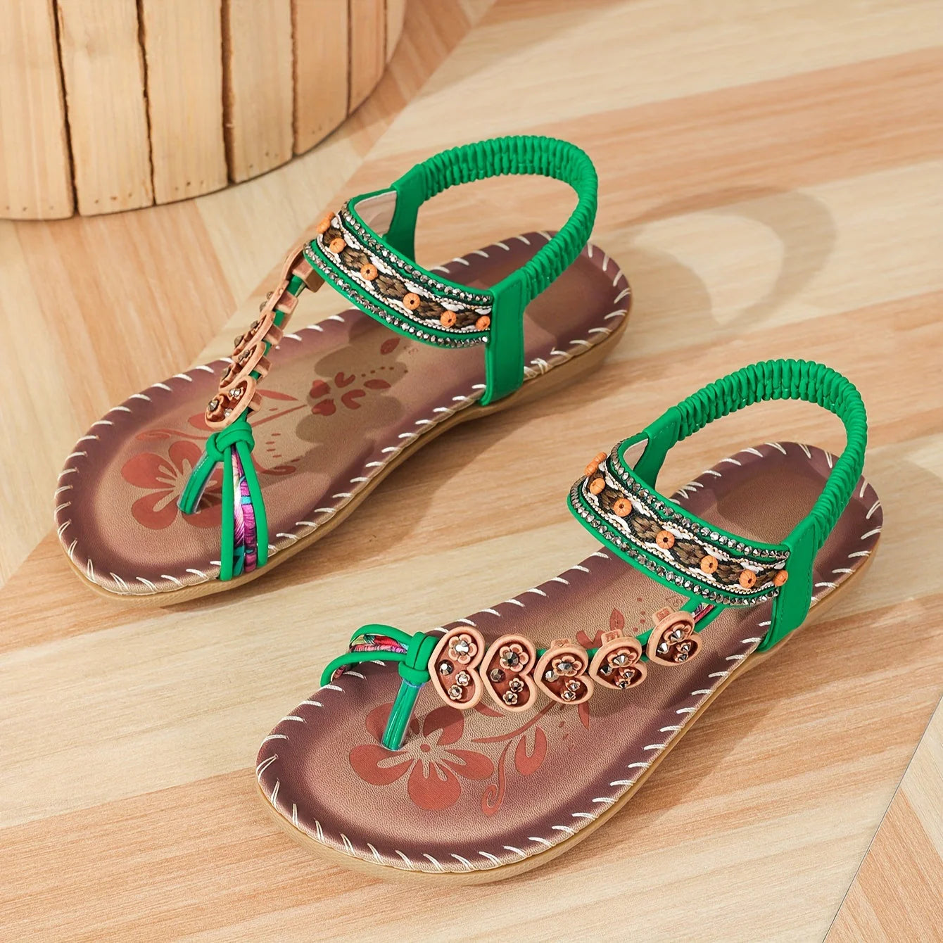 Women's Toe Ring Flat Sandals – Elegant Slip-On Summer Beach Shoes