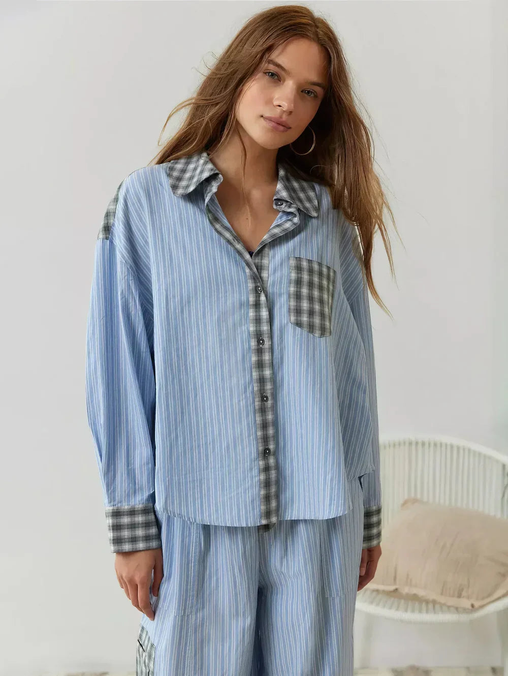 Women's Plaid Sleepwear Set – Button Front Long Sleeve Pajama Co Ord