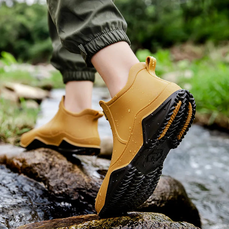 Beth | Waterproof Slip-On Rain Ankle Boots – Weather-Resistant Fall and Winter Rain Footwear