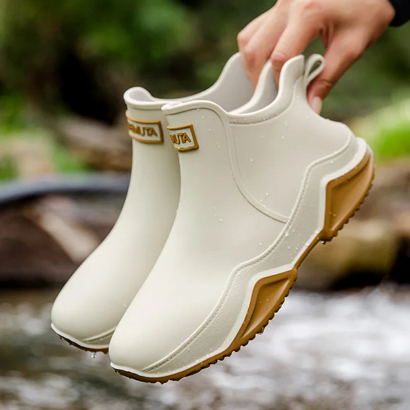 Beth | Waterproof Slip-On Rain Ankle Boots – Weather-Resistant Fall and Winter Rain Footwear