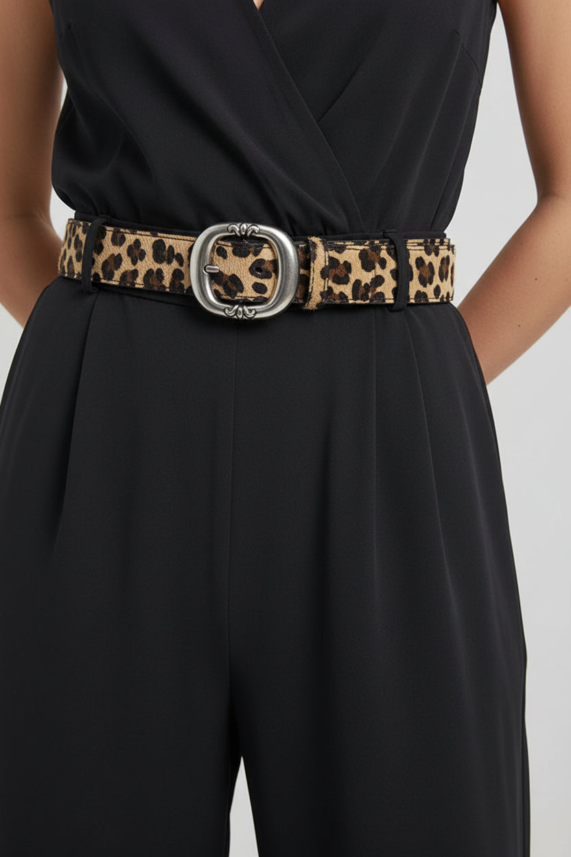 Women's Classic Wide Waist Belt with Oval Buckle - Modern Minimalist Style