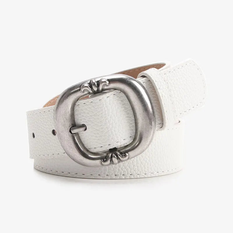 Women's Classic Wide Waist Belt with Oval Buckle - Modern Minimalist Style