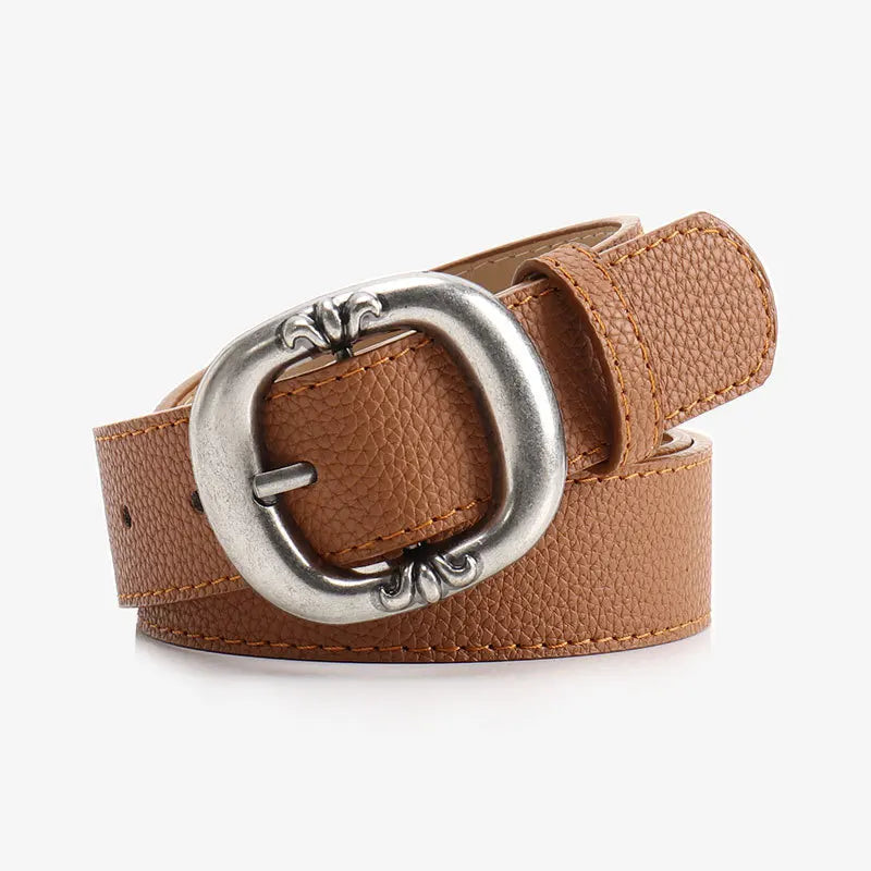 Women's Classic Wide Waist Belt with Oval Buckle - Modern Minimalist Style