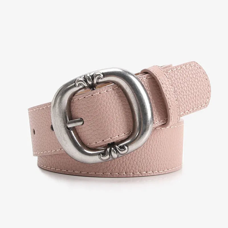 Women's Classic Wide Waist Belt with Oval Buckle - Modern Minimalist Style
