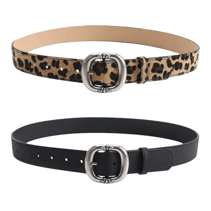 Women's Classic Wide Waist Belt with Oval Buckle - Modern Minimalist Style