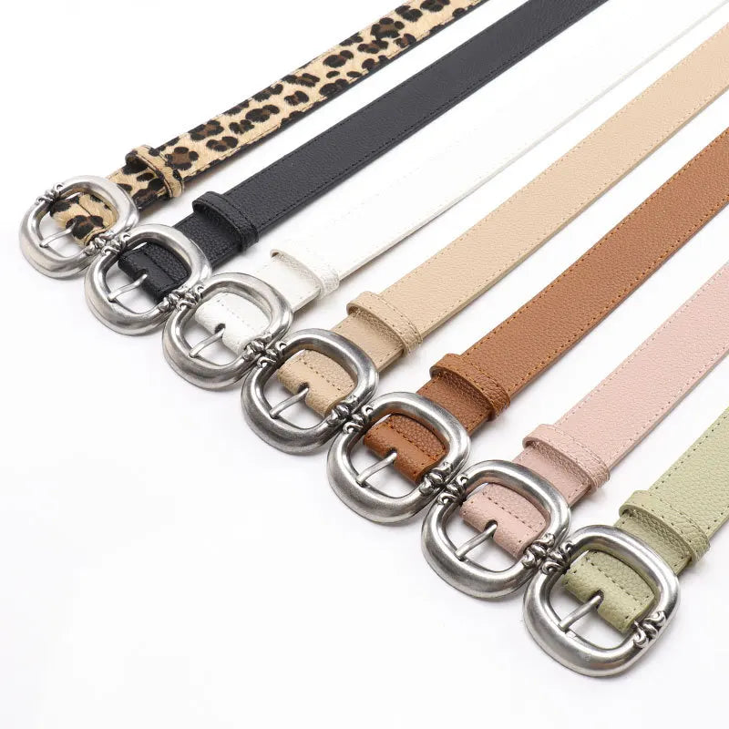 Women's Classic Wide Waist Belt with Oval Buckle - Modern Minimalist Style